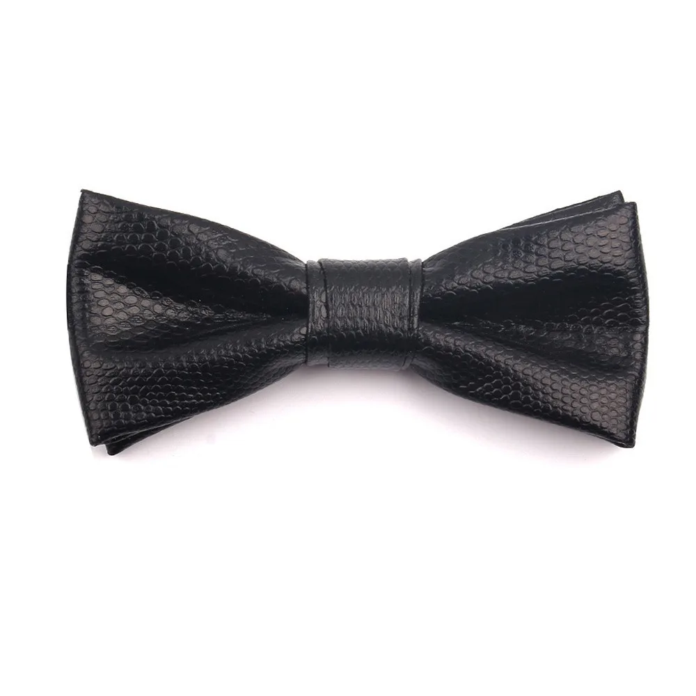 

Classic Solid Color PU Leather Bow Tie Adjustable Textured Men Necktie Soft Bowknot Retro Cravat Business