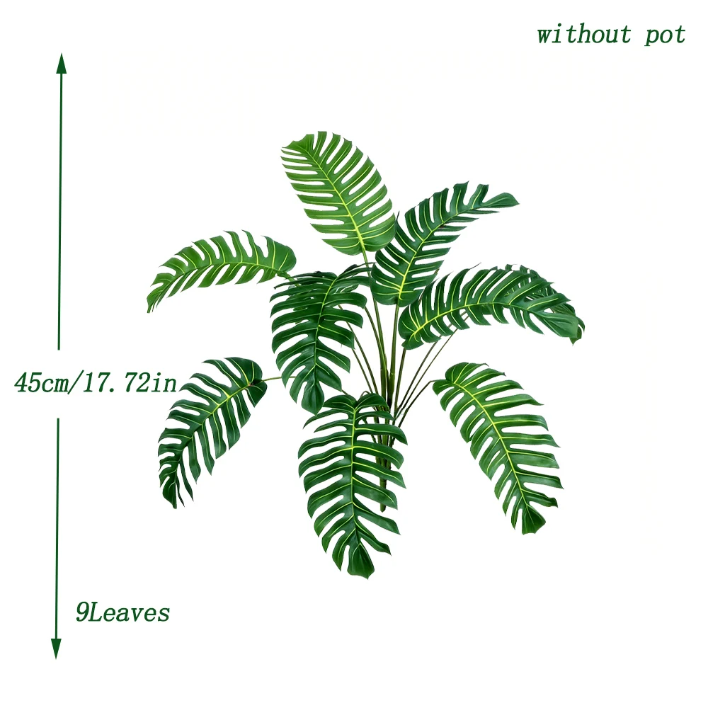 65cm 18 Blätter Künstliche Palme, Künstlicher Monstera-Baum, Plastik-Bananenblätter, Tropischer Maranta-Baumzweig für Haus- und Gartendekoration – Detail 5