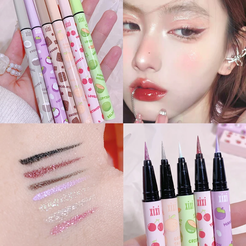 Tattoo Waterproof Liquid Eyeliner Metal Glitter Eyeliner Pen Long-wearing Smooth Shimmer Finish Easy to Draw Brighten Eye Makeup