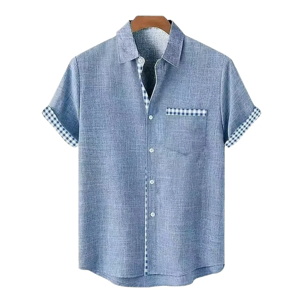 Chemise en lin imprimée en 3D pour hommes, chemise hawaïenne décontractée à manches courtes, style vacances à revers, haut de gamme pour hommes