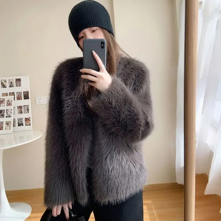 2024 New Small Fragrant Style Short Hairy Coat For Women, Slim And High End, Fur Imitation Fox Hair Top