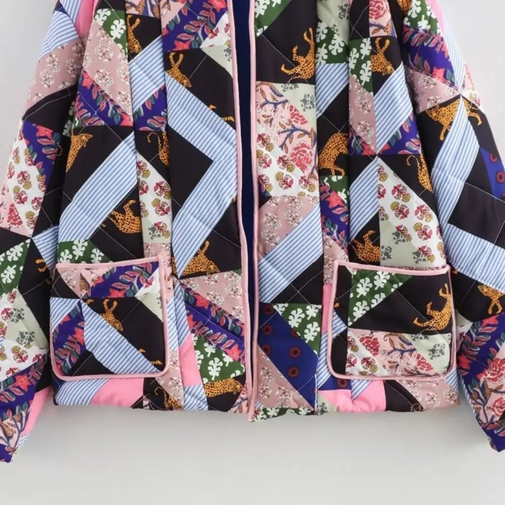 Veste rembourrée en coton imprimé pour femmes, coupe ample, Style européen et américain, vêtements d'extérieur à la mode pour