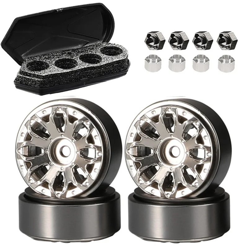 

A63T-4Pcs 124G 1.0 Metal Beadlock Wheel Hub For Axial SCX24 AX24 Traxxas TRX4M FMS FCX24 1/18 1/24 RC Crawler Car Parts
