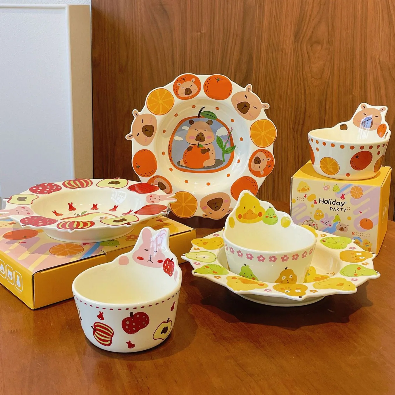 Animal Party Cute Ceramic Tableware Bowl Sweet Taste Bowl Yogurt Bowl Pasta Plate Dish Plate