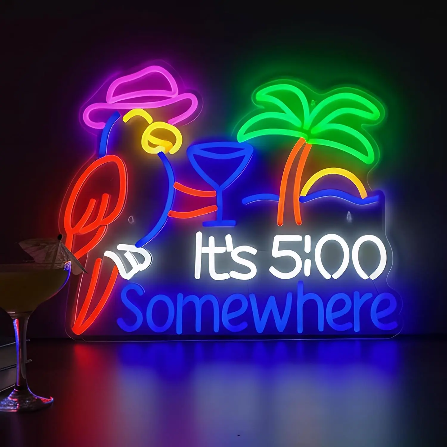 5時です、どこかでネオンサインアートウォールライトusb-ledネオンライト、ビールバーパーティーガレージクラブ寝室の装飾ギフトに。