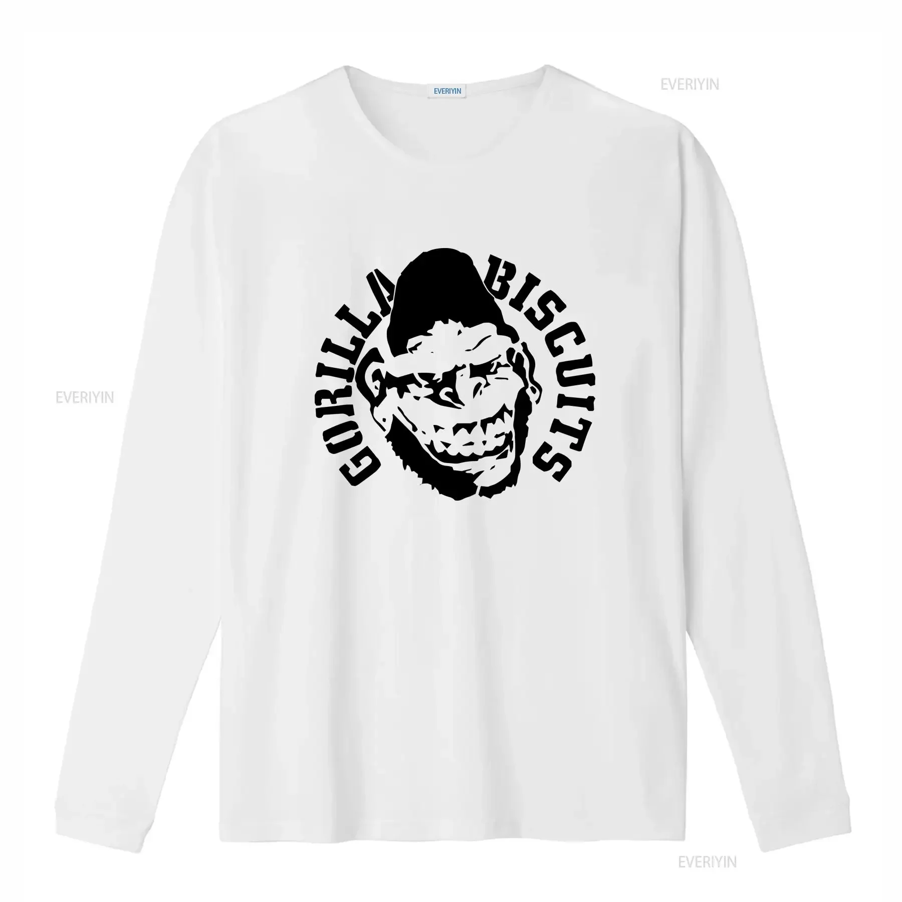 تي شيرت غوريلا بسكويت رمادي للمعجبين جميع المقاسات VC1180 بأكمام طويلة عتيق مغسول قليلاً أنيق للارتداء اليومي للجنسين