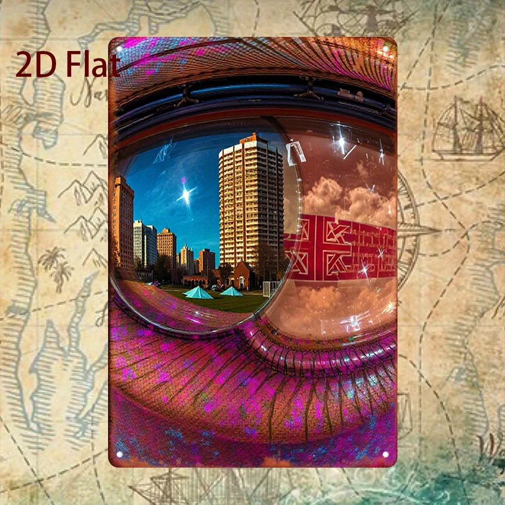 "Future Cityscape" : Interprétation de l'architecture urbaine et de l'esthétique visuelle science-fictionnelle, thème cyber-culture, plaque en fer - V