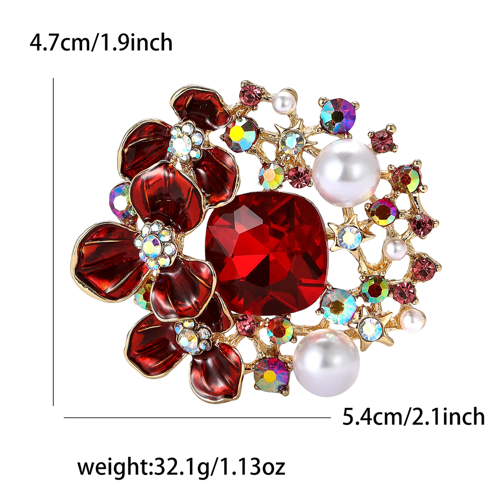 Beaut&Berry Luxury Crystal Glass Flower Brooches for Women Unisex Rhinestone Pins Casual Party Jewelry Accessories Gifts