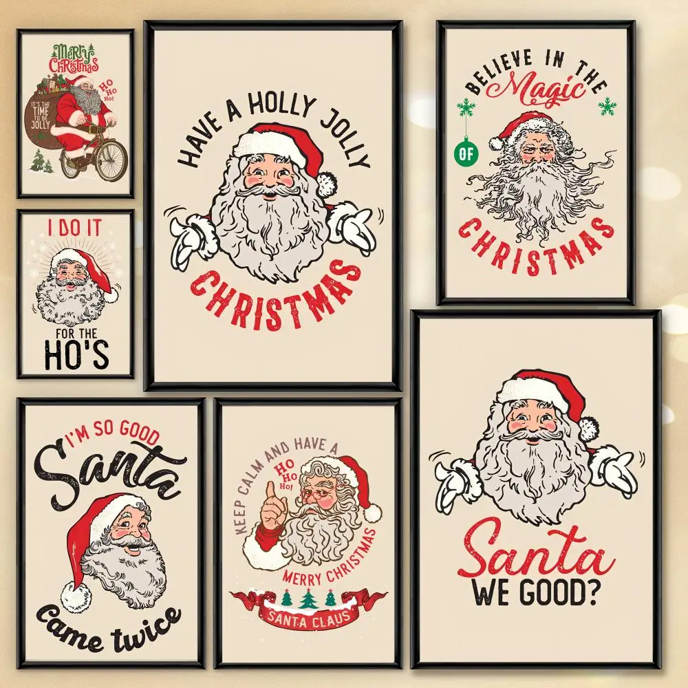 

Christmas Beer Man Poster Retro Waterproof Wall Art for Living Room Hallway Holiday Home Decoration Best Gift