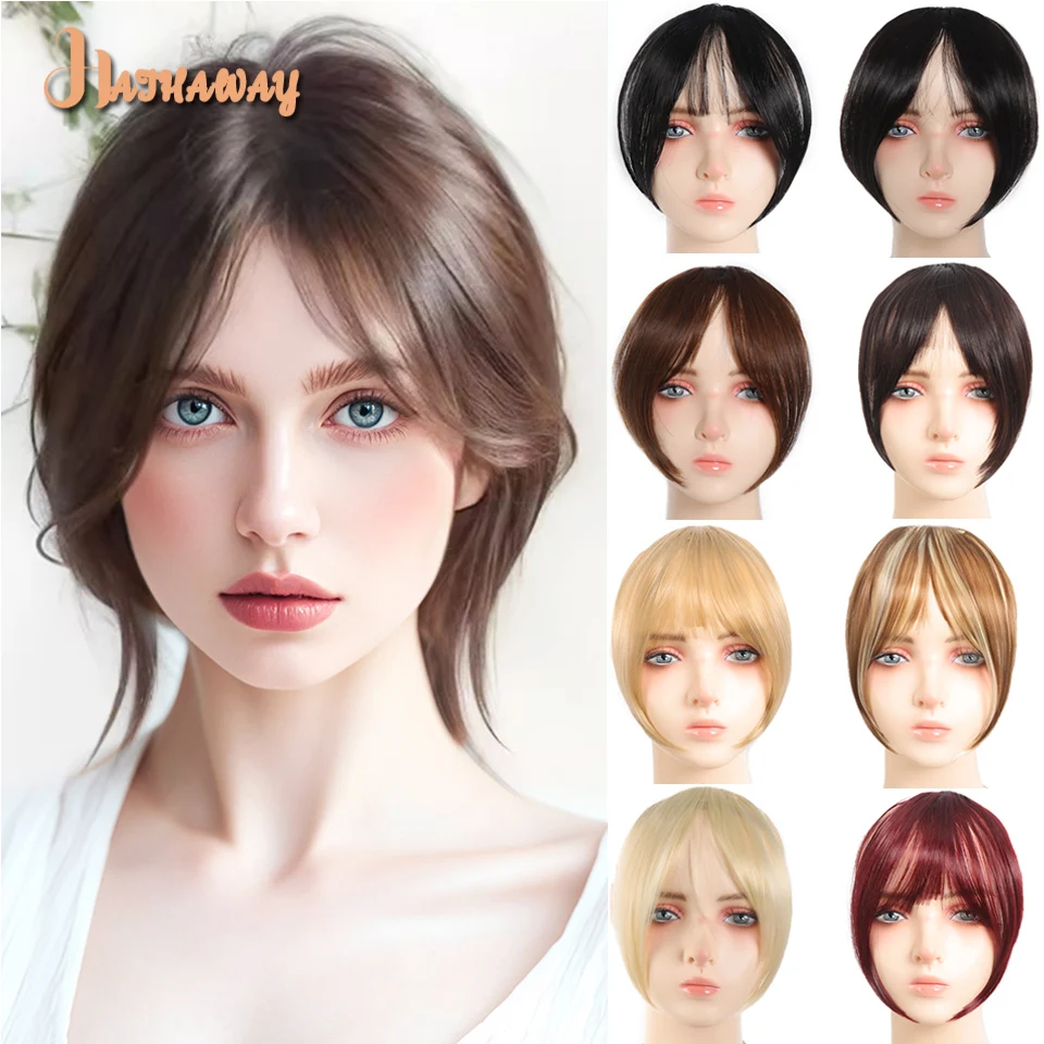 Synthetic Straight bangs  Air bangs Hair Extension Natural Hair Bangs For Women False Bang Black Daily Brown Woman Daily Wear