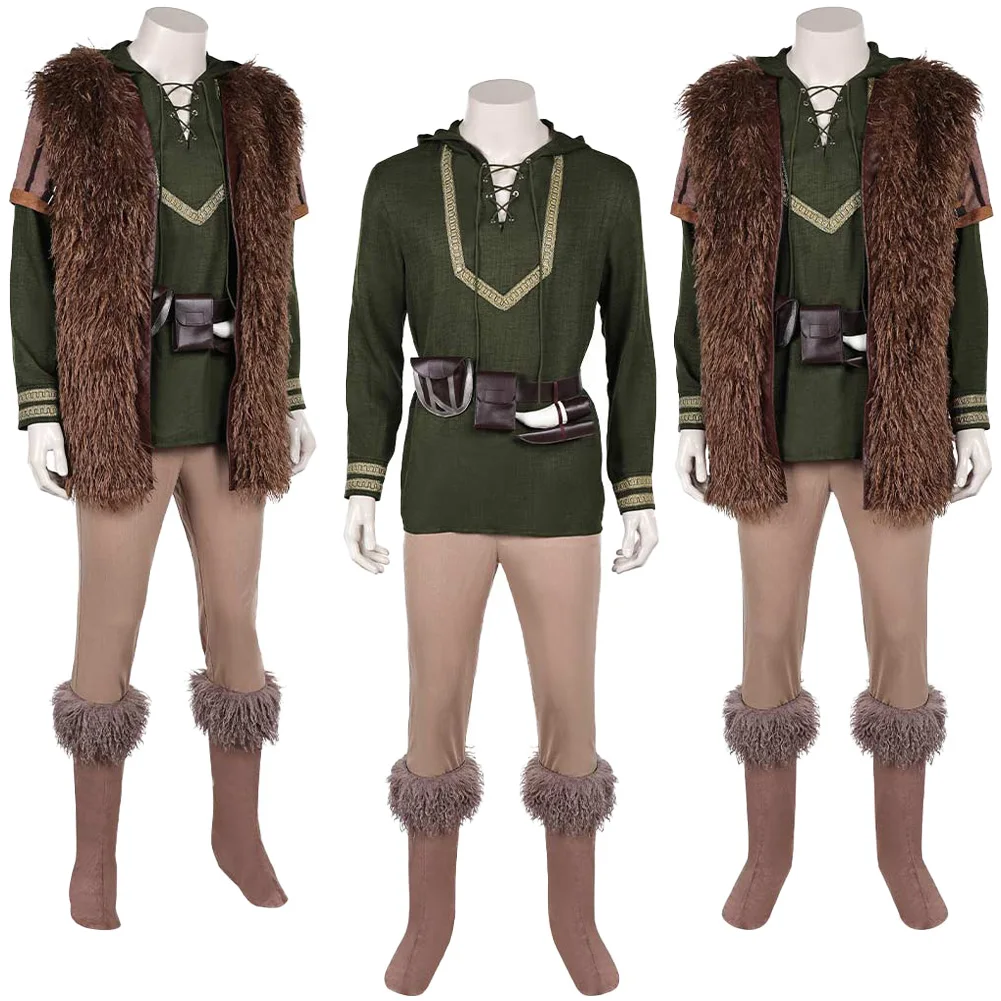 Movie How Train Dragon Hiccup Cosplay Costume Set Green Top Vest Pants Suits Male Halloween Roleplay Carnival Party Outfits view 3