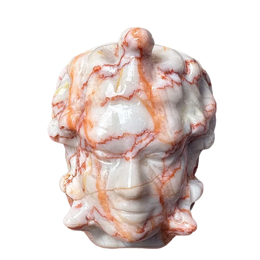 Custom 5.5cm Red Network Stone Medusa Head Crystal Carving - Handcrafted Healing Gemstone Mythical Figurine