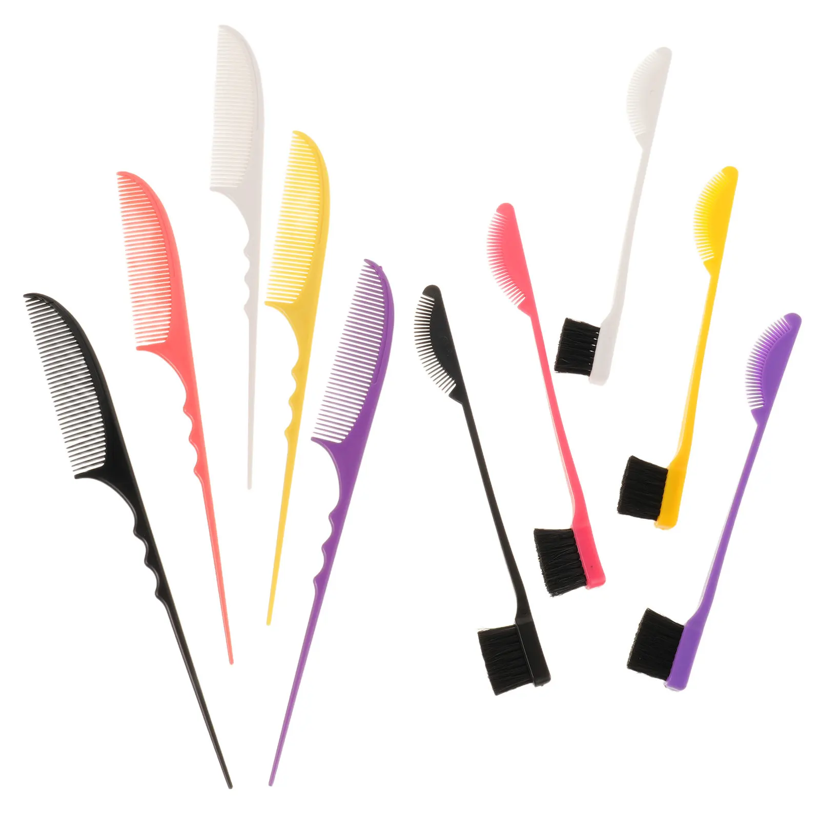 5Pairs Double Sided Edge Brush Eyebrow Styling Comb Set Professional Rat Tail Hair Parting Teasing Comb for Edges Slicking