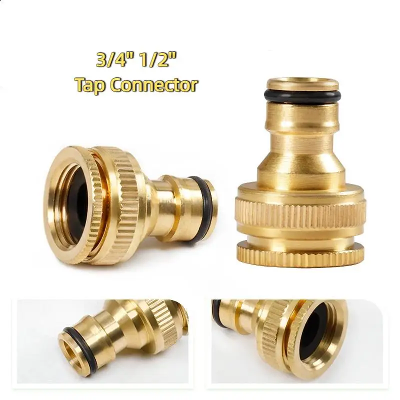 Pressure Washer Hose Adaptor Brass Hose Tap Connector 3/4'' 1/2'' Threaded Garden Water PIPE Adapter Fitting Watering Equipment