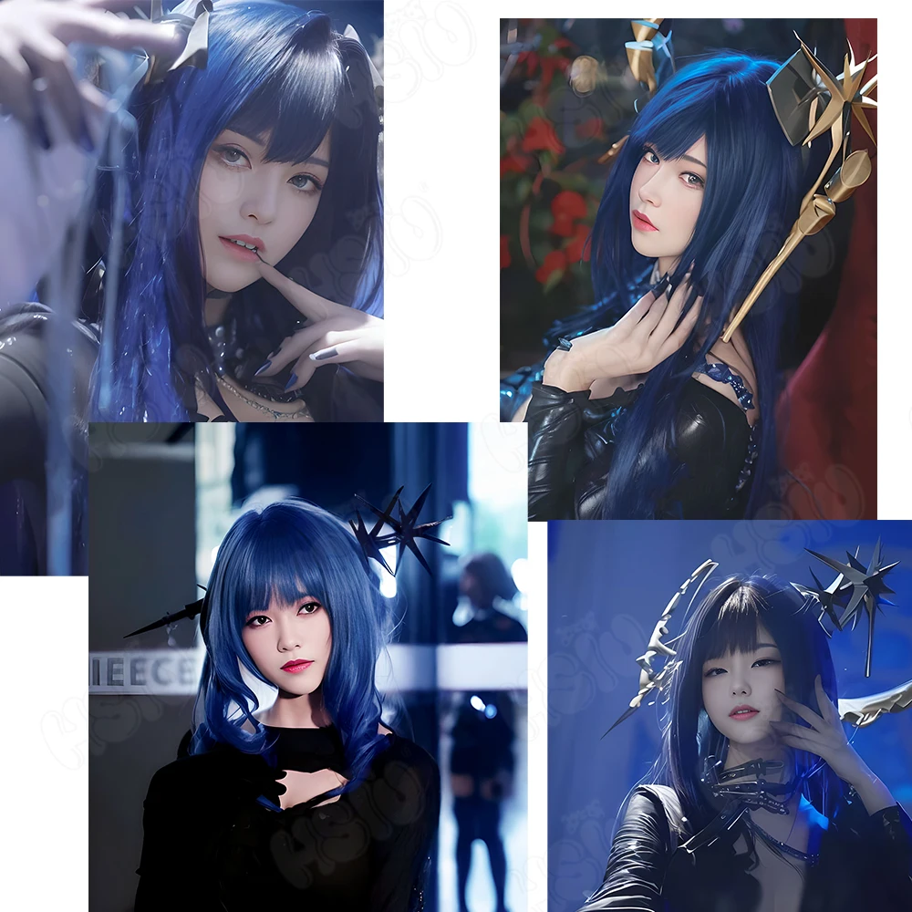Arcana Cosplay Wig Fiber Synthetic Wig「HSIU」100CM Mixed Blue Long Wig+Wig Cap Game Reverse:1999 Arcana Cosplay Wig