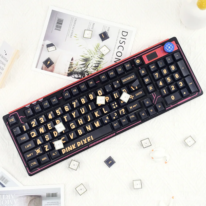 

Original black gold keycaps PBT high value original highly adapted mechanical keyboard 68/75/87/98/99/104