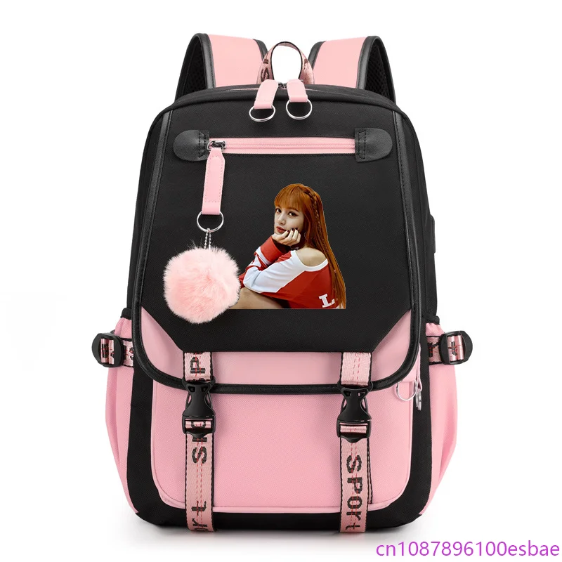 

Новая мода LISA узор рюкзак с принтом для девочек высокого качества USB рюкзак школьные школьные сумки корейские рюкзаки