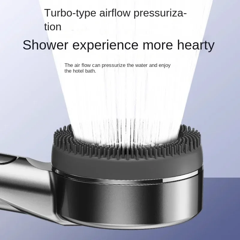 American style wind belt brush pressurized handheld showerhead set with four functions and spray gun outlet head