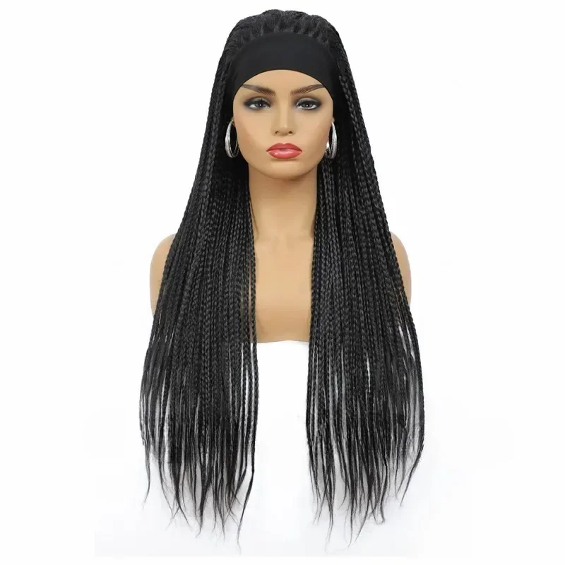 Afro Dreadlocks Braided Headband Wig 26 Inch Lce Silk Hairband 3X Twist Braids Crochet Hair Synthetic Wig For Black Women Daily