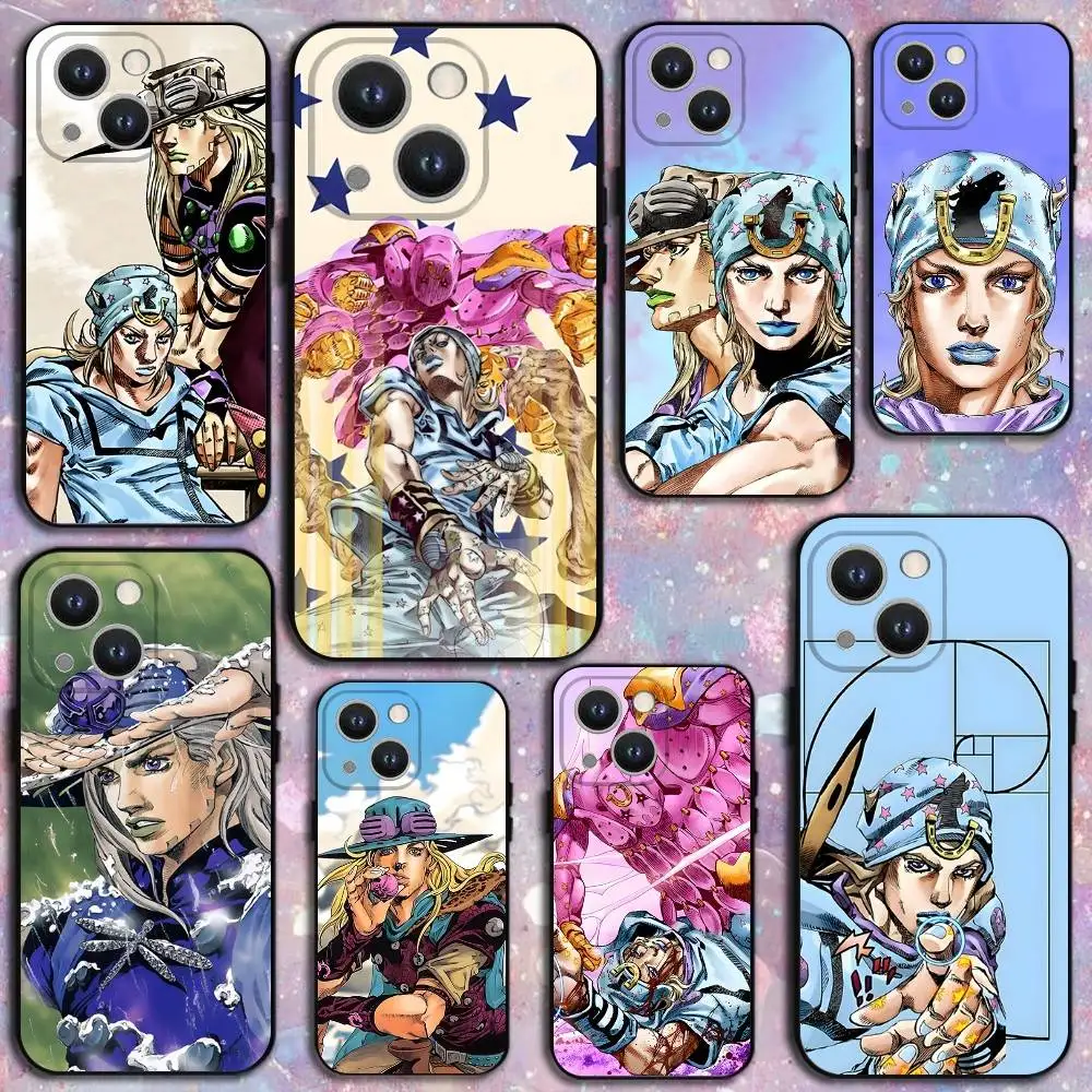 

Johnny Joestar J-Jojo Phone Case For iPhone 16,15,14,13,12,11 Plus,Pro Max,XS,X,XR,SE,Mini,8,7,Soft Silicone Black Cover