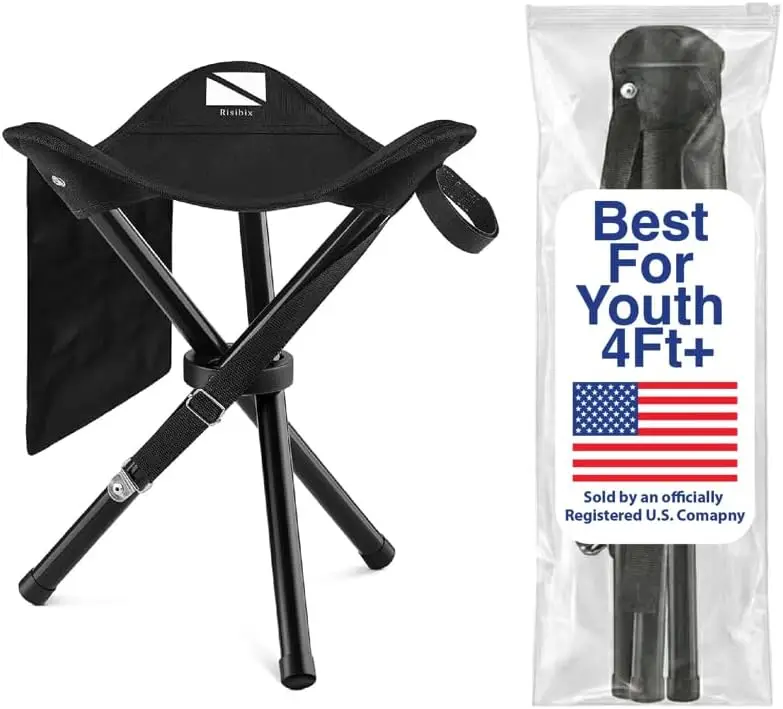 

Foldable 13.4'' Stool for Kids & Youth, Ultra Portable 1 lb, Strong Steel 3 Legged, Black