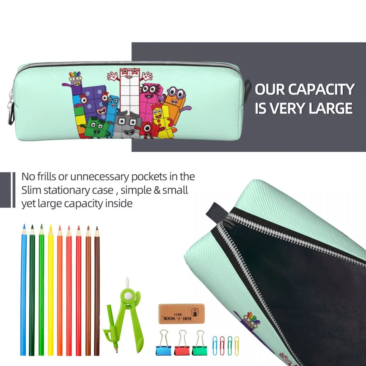 Numbers Party Pencil Case Blocked Invitation Zipper Pencil Box Students Cute College School Pencil Cases Stationery