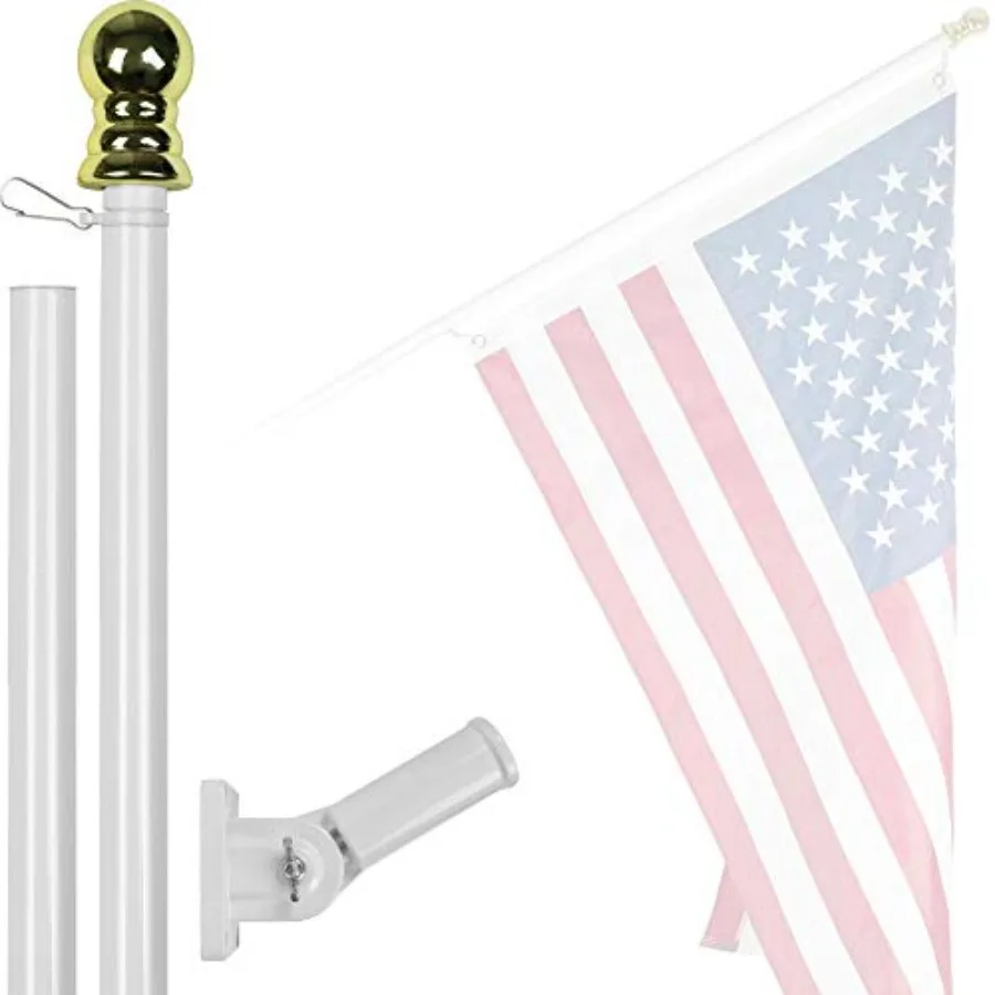 

5 Feet Tangle-Free Aluminum Spinning Flagpole - Aluminum Wall Mount Flag Pole for Commercial/Residential Use Flag NOT Included