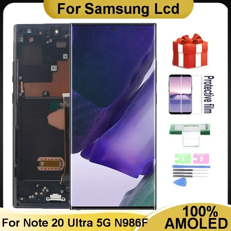 

6,9-дюймовый ЖК-дисплей для Samsung Galaxy Note 20 Ultra 5G N985F N986B N985 AMOLED ЖК-дисплей с цифровым преобразователем сенсорного экрана в сборе с рамкой