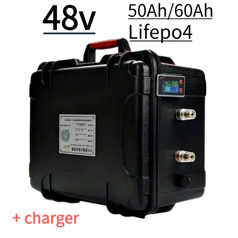 JN lithium 51.2V 48V 60Ah 50AH lifepo4 battery deep cycle for 3500w Solar energy storage Scooter bike MPPT inverter + 10A charge