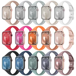 Slim Silicone Strap For Apple Watch Bands 45mm 44mm 40mm 41mm 42-38mm sport bracelet iwatch series 8 7 se 3 4 5 6 9 ultra 2 49mm