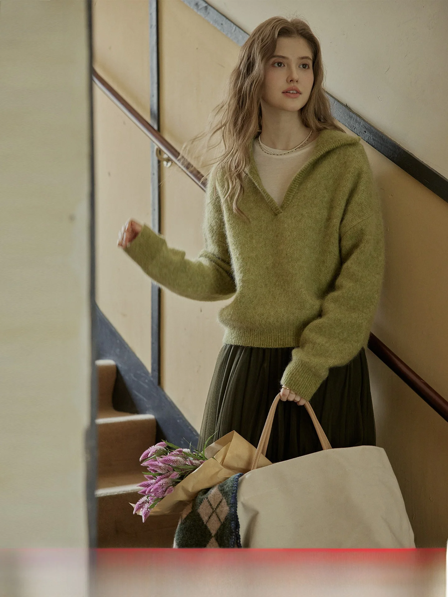 

C.PAIA Hot Magic Sweater Large V-Ne Camere Knitted Top Women's Commute Sle Warmth Inner White T-irt Not Included