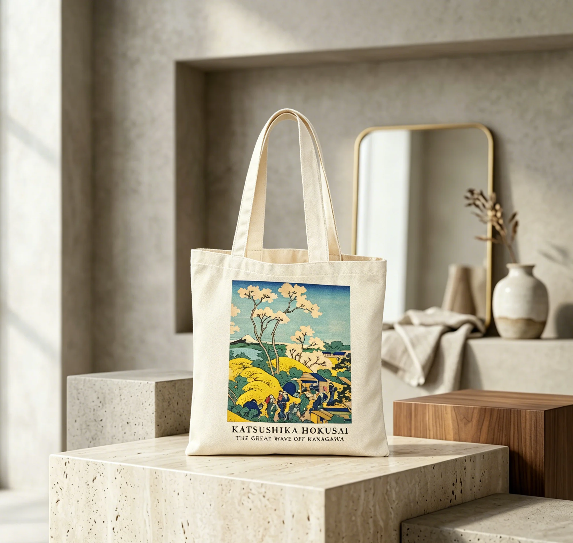

Abstract Japan Artist Hokusai Mount Fuji Women Shopping Bags Double Print Casual Lady Canvas Handbag Vintage Tote Shopper Bag