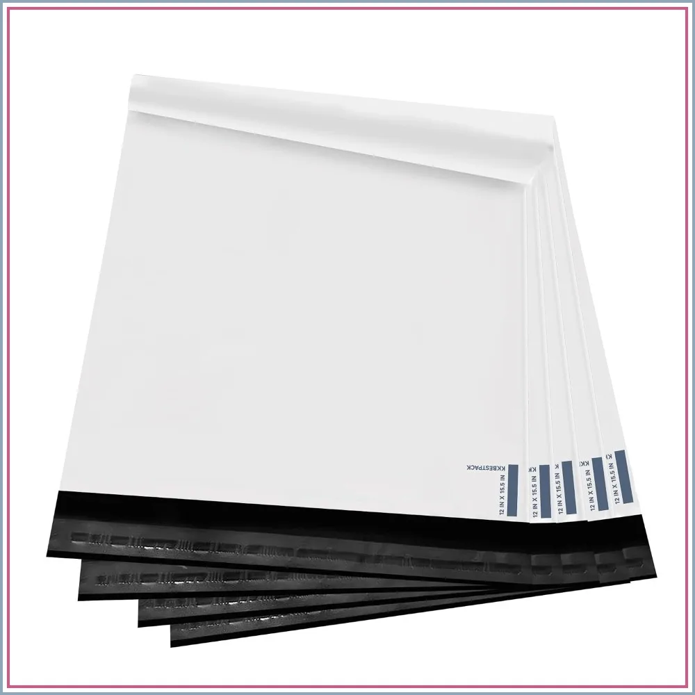 Self-Sealing Poly Mailers for Shipping, 12x15.5in, 100 Pack, White