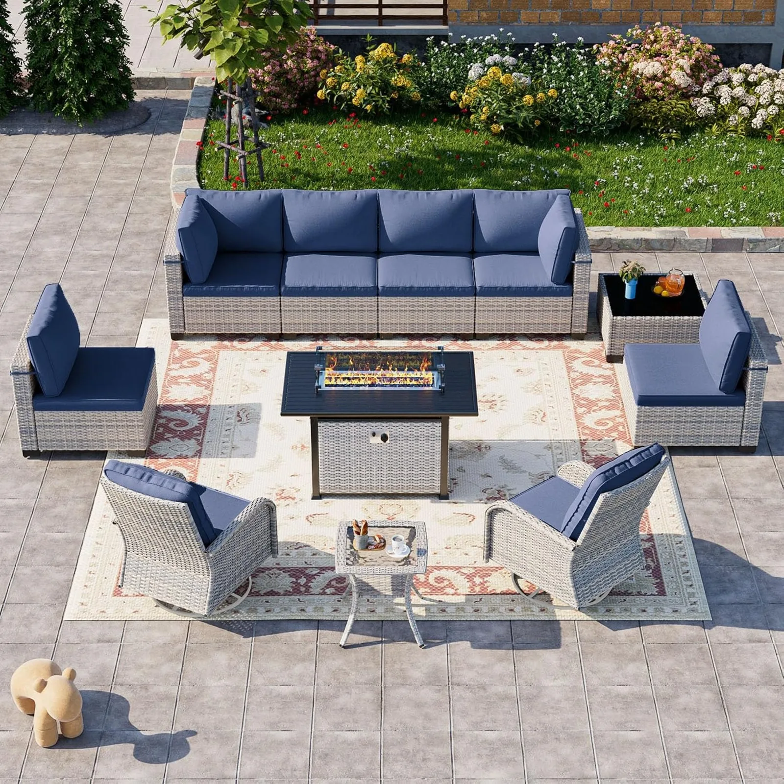 Outdoor PE Wicker Rattan Modular Patio Sectional Sofa Set