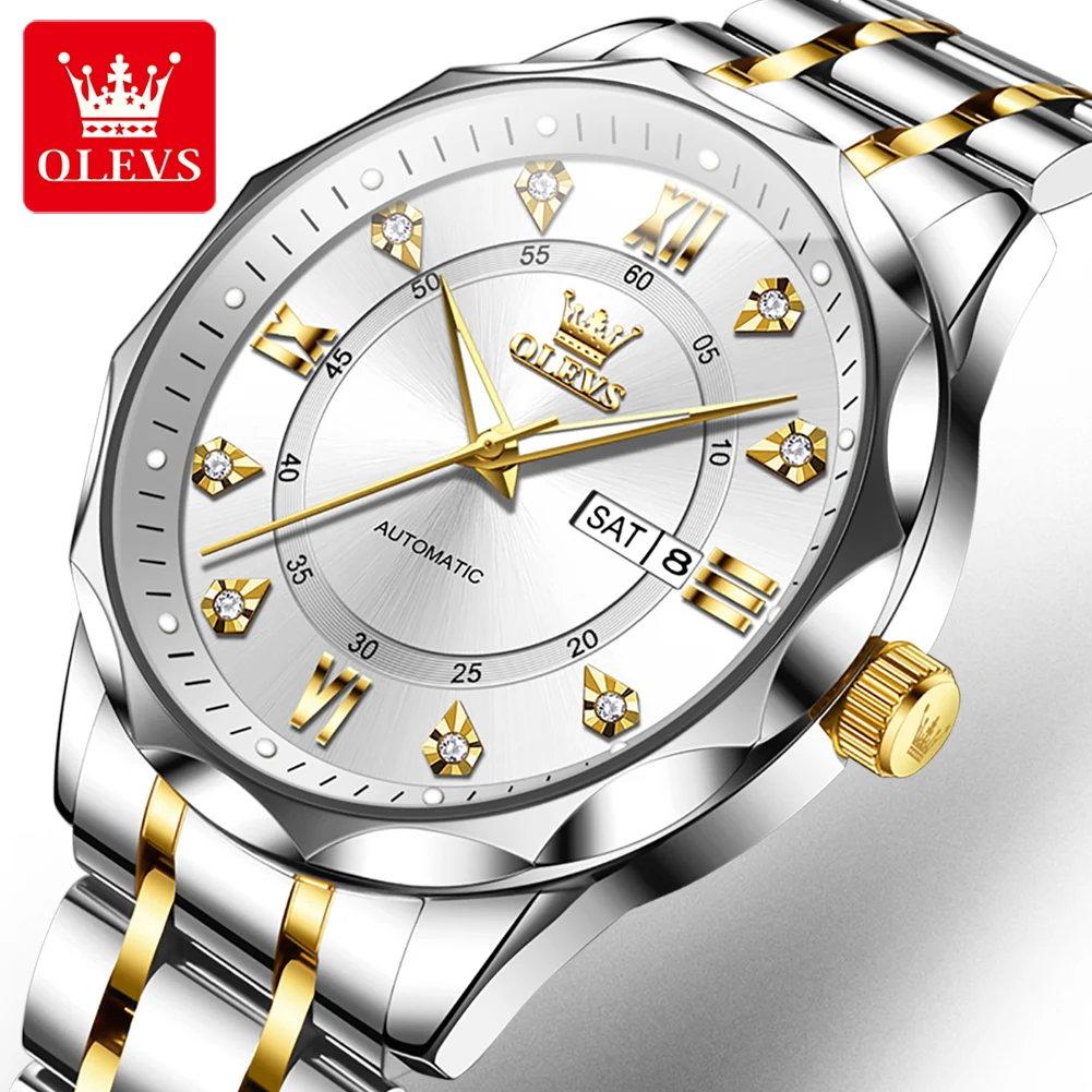 

OLEVS Бизнес Роскошные мужские часы Водонепроницаемые светящиеся мужские наручные часы из нержавеющей стали Дата Неделя Спортивные мужские механические часы