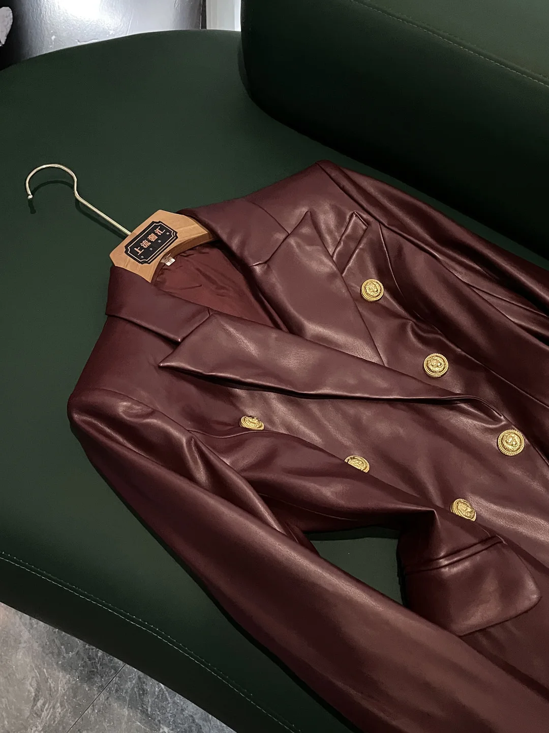 Veste rétro en cuir PU de qualité supérieure, couleur unie, col à revers, coupe ajustée, veste de cérémonie, veste de cérémonie Bury AZ9, vêtements de travail