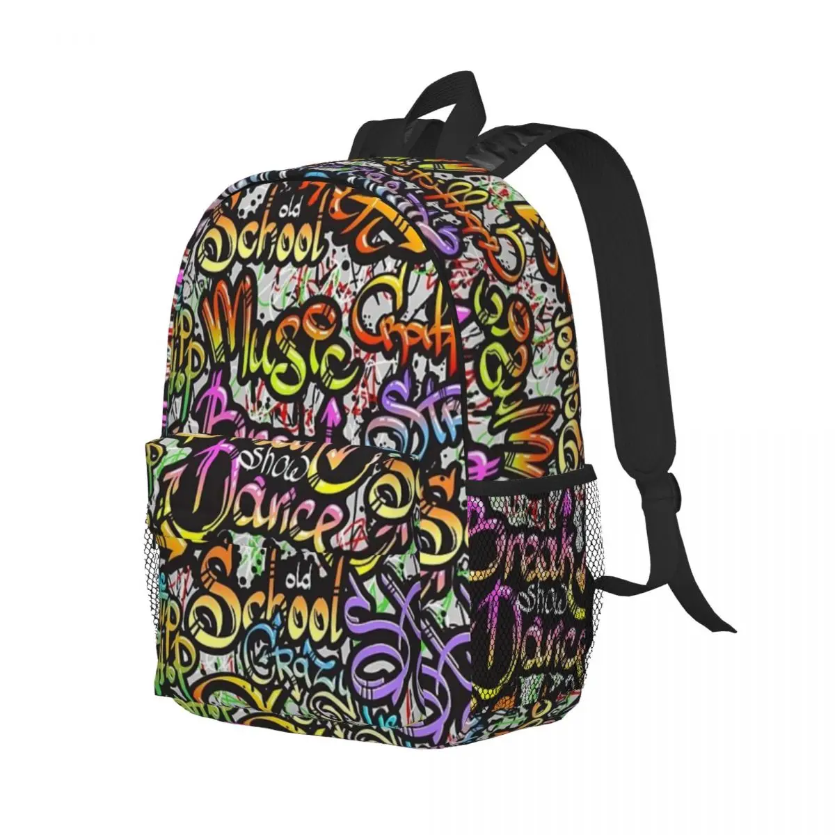 Mochila escolar casual leve impressa G-Graffiti para escola, ao ar livre, compras, escritório de 15 polegadas