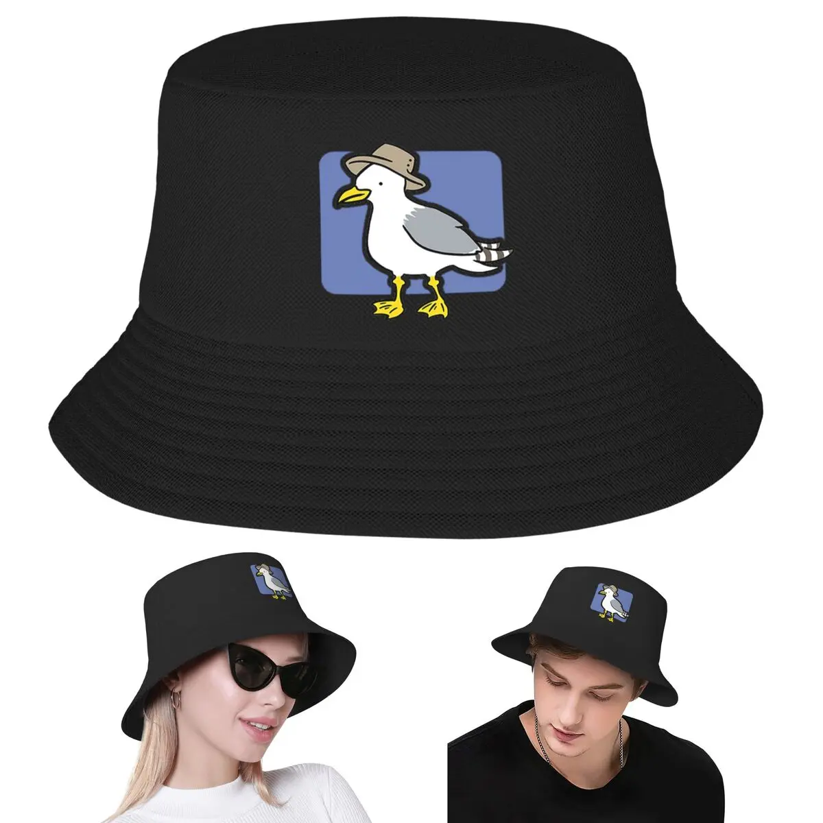 

Панама с изображением чайки и панамы, шляпы боб, уличная мода, осень на лето, пляжная рыбалка, унисекс, рыбацкие шапки
