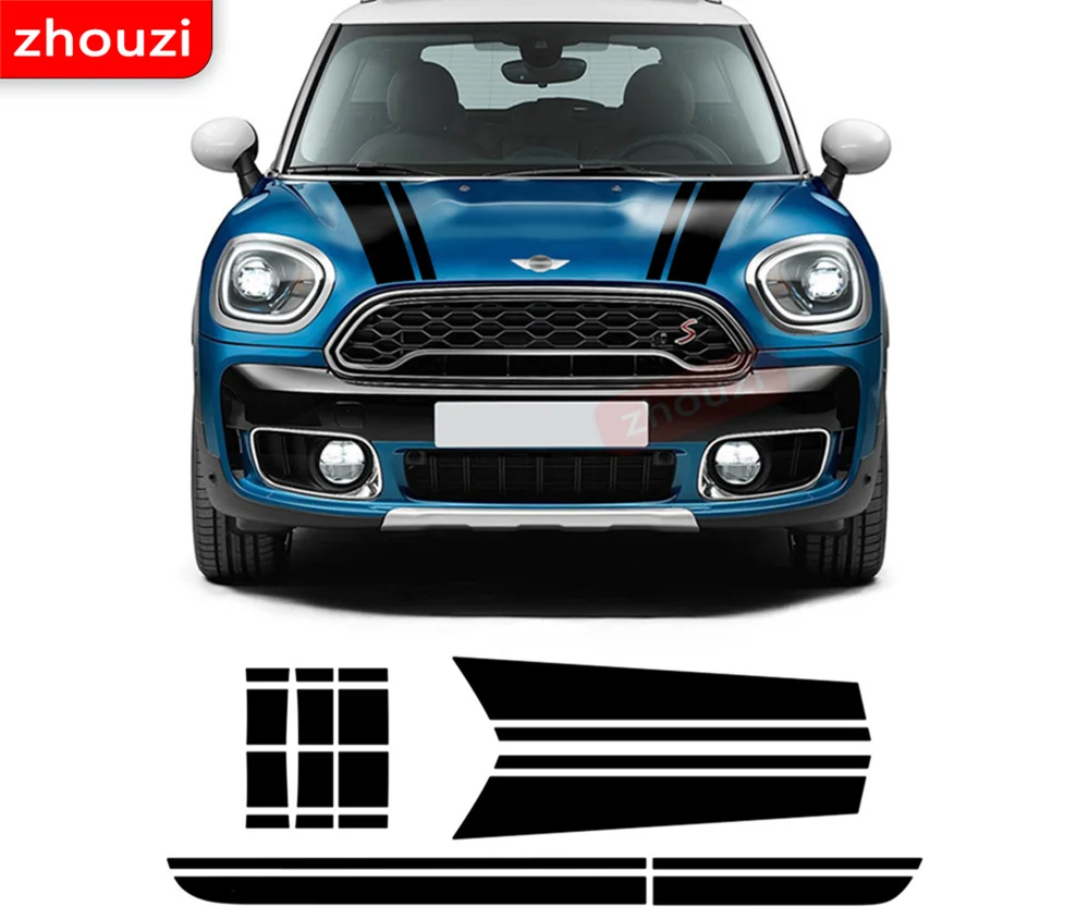 

Car Hood Stripes Trunk Bonnet Rear Body Kit Door Side Stripe Skirt Sticker For Mini Cooper Countryman F60 Accessories