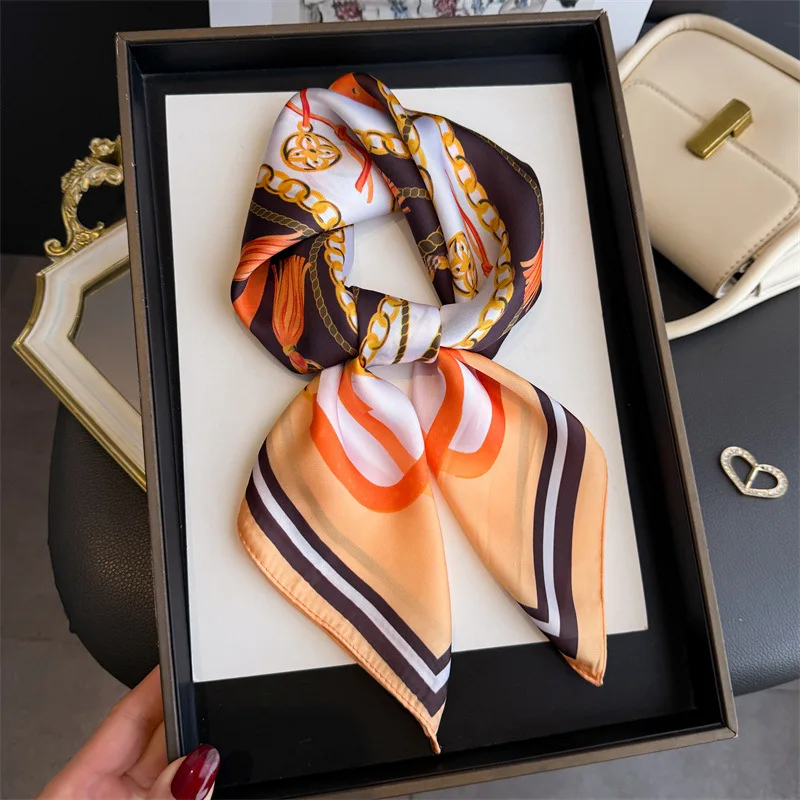 Luxuriöses quadratisches Seidentuch für Damen, weiches Satin-Halstuch, Haarbänder für Damen, elegantes Taschenband, Stirnband, Bandana, Schal