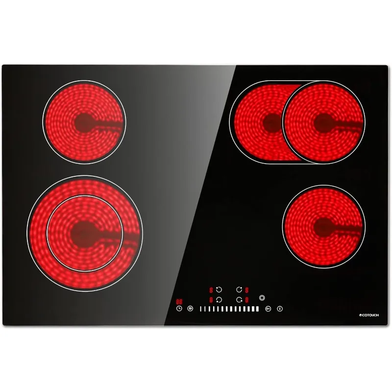 Electric Cooktop 30 inch, ECOTOUCH Built-in Electric Cooktop 4 Burner Stove Top, Radiant Electric Cooktop Stovetop