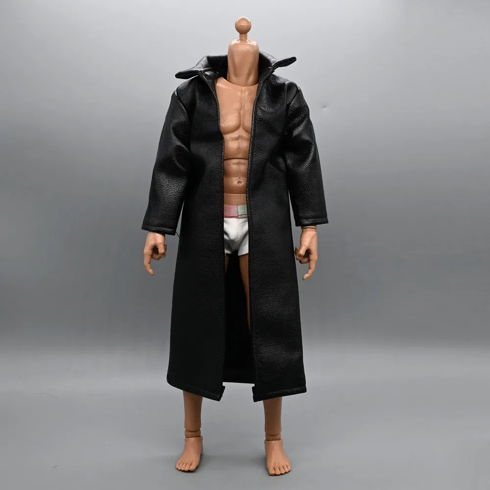 1/6 Scale PU Leather Long Trench Coat Windbreaker Doll Clothes For 12 Inch Action Figure BJD Azone OB Doll Body Accessories
