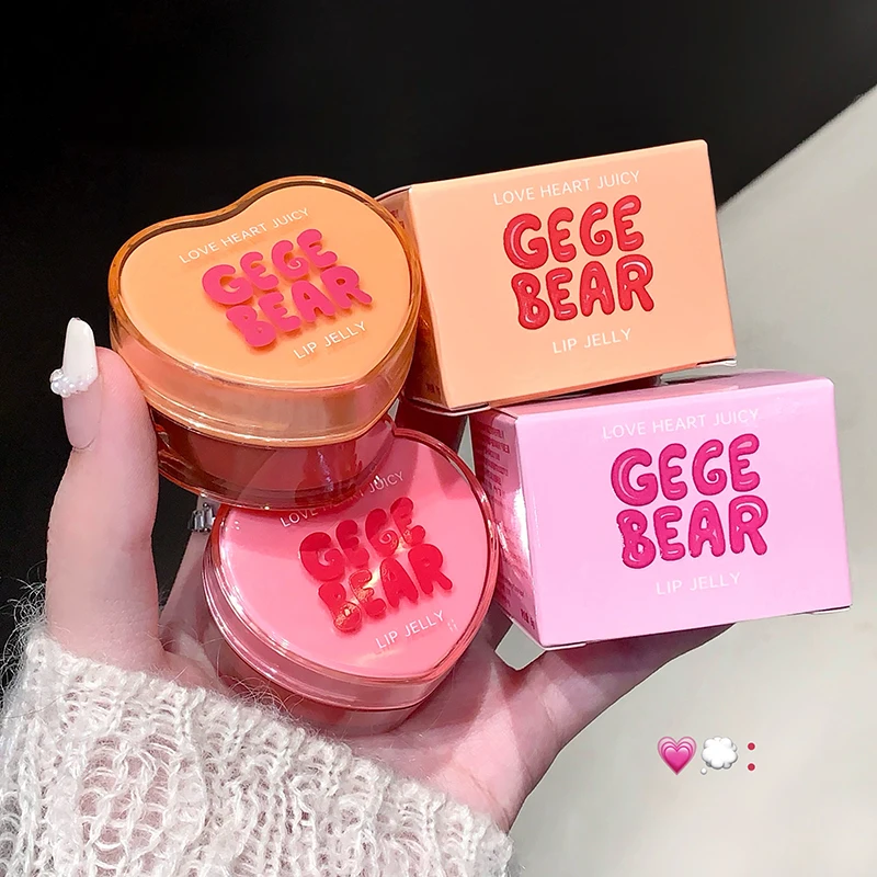 Gege Bear Loveheart Lip Jelly Lip Glaze Moisturizing Jam Lip Gloss Lip Honey Brightening Mirror Non Sticky Lip Glaze
