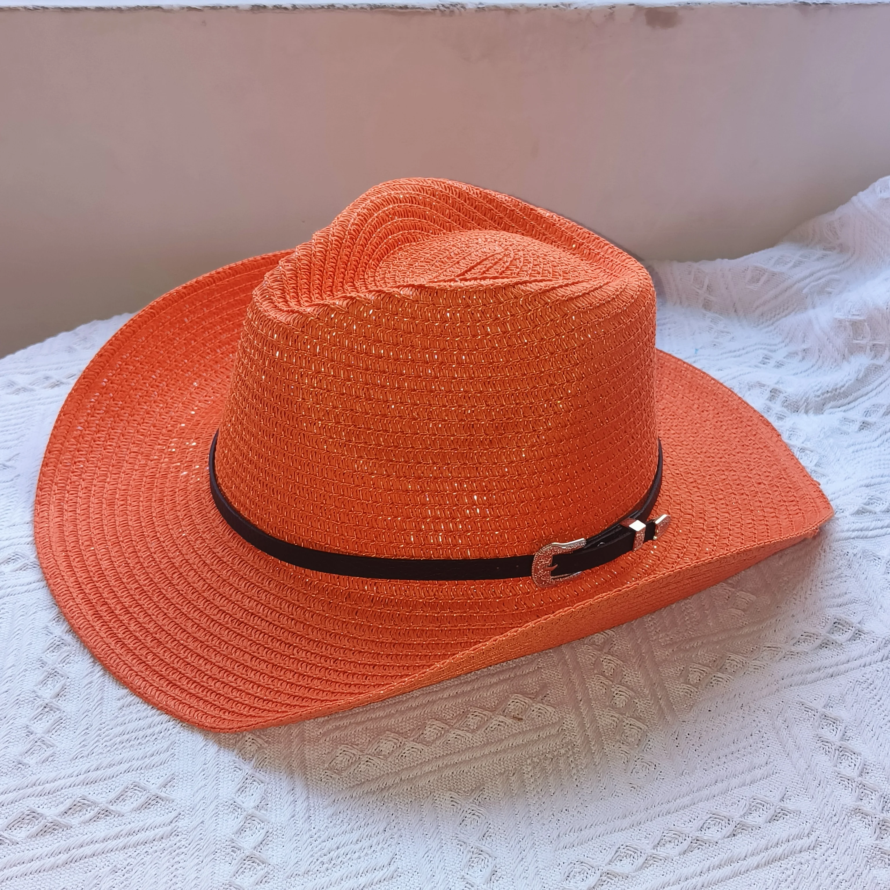 Straw Cowboy hat Unisex Fashion ethnic style straw hat solid cap men and women summer western cowboy Jazz Hat Panama men sun hat