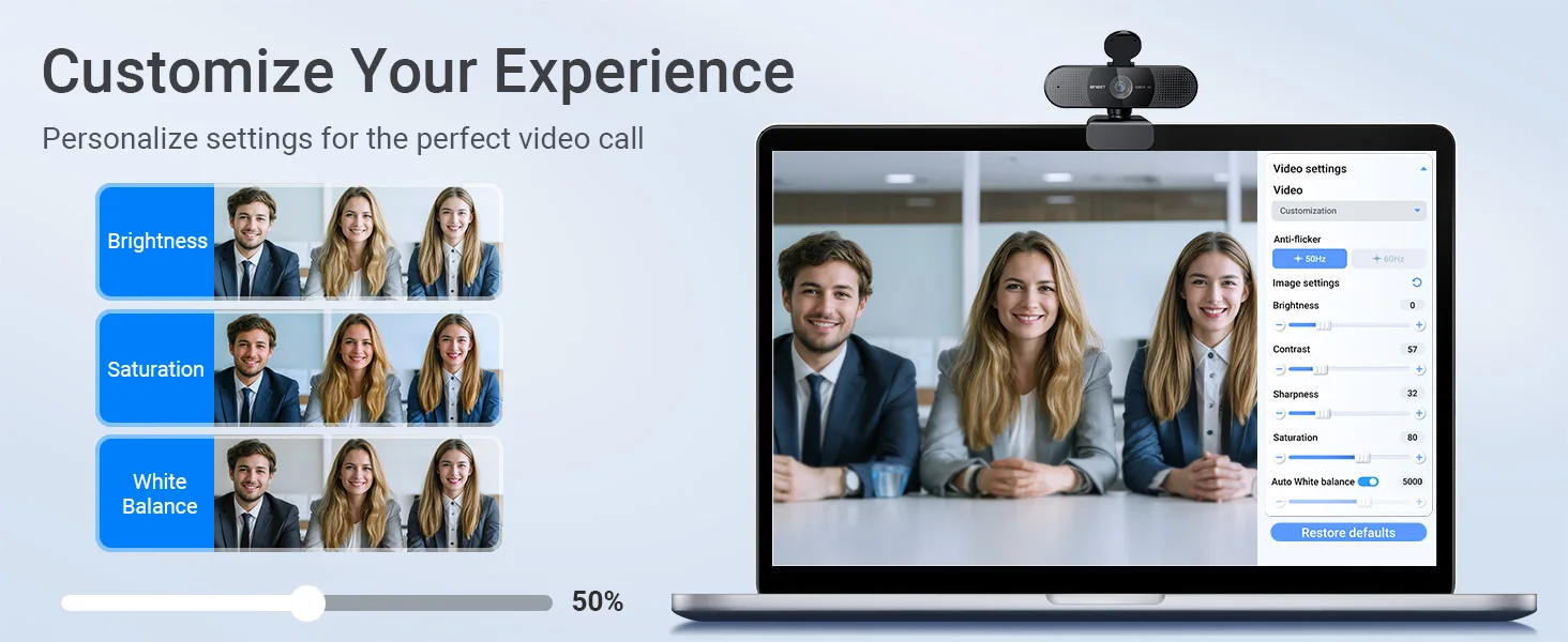 Webcam 1080P 60FPS Autofokus HD Mini-Webkamera für Laptop/Computer EMEET USB-Webkamera mit zwei Mikrofonen für Youtube/Zoom-Videoanrufe – Detail 8