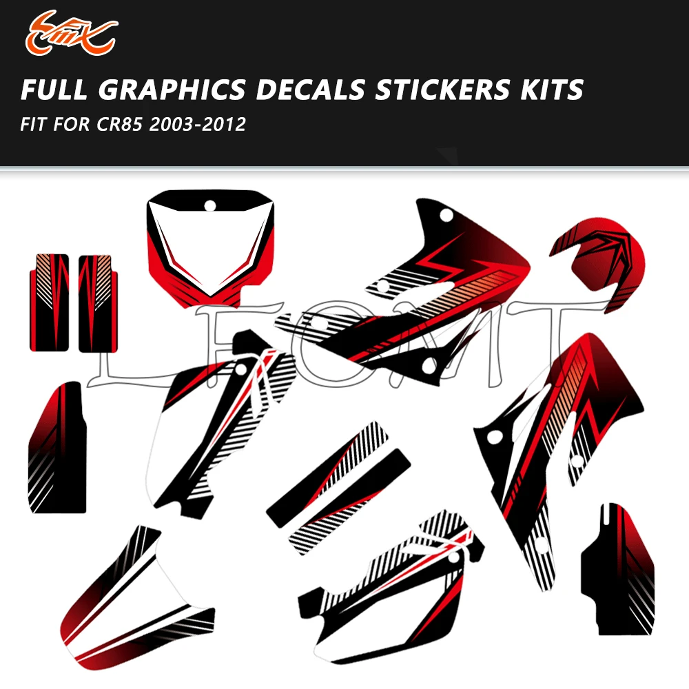 

Подходит для мотоциклов Honda CR85 CR 85 2003-2012 годов выпуска: комплект графических наклеек и стикеров для декора кузова.
