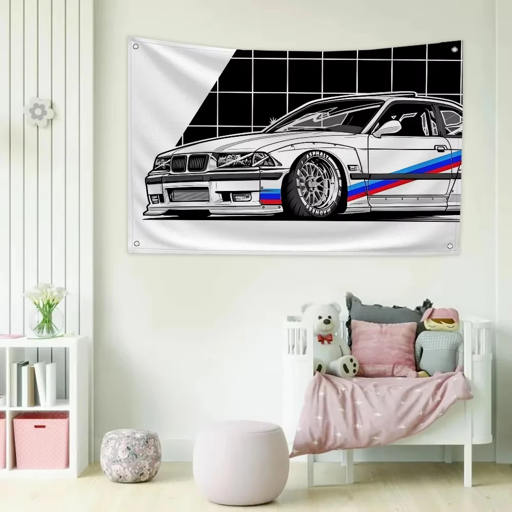 Flag to Hang Flags for Rooms Banner for Bedrooms Garage Decoration Tapestry Cool Car German Style Gt Funny Flag on the Wall Home