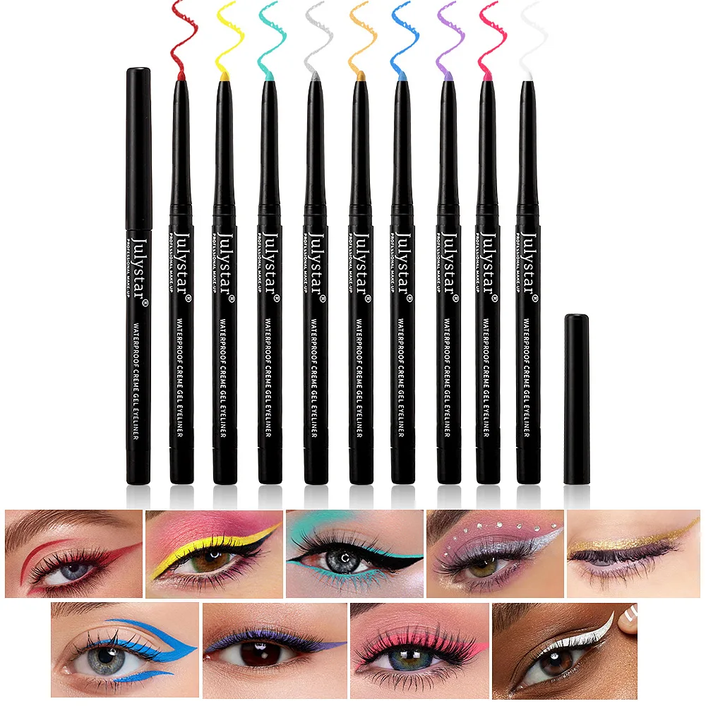 Makeup Colorful Eye Liner Pen Cream 8 Color Eyeliner Gel Pencils Option Easy To Wear Make Up Cosmetics White Yellow Blue Purple
