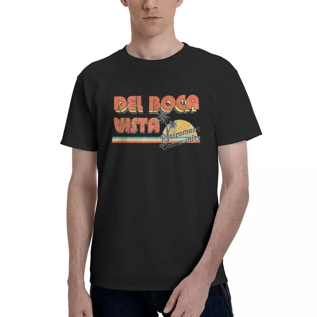 Del Boca Vista Faded 100% Cotton T-shirt Men Oversized T Shirts Men O-Neck Short Sleeve S-6XL