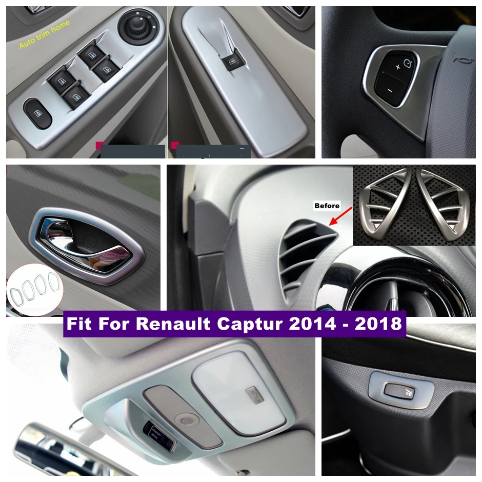 

Door Handle Bowl / Window Lift Button / Reading Light Lamp / Air Conditioner Vent Cover Trim Fit For Renault Captur 2014 - 2018